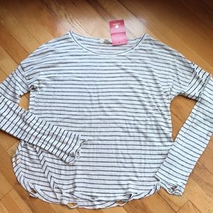NWT Lovestitch Destructed Stripe Top, M
